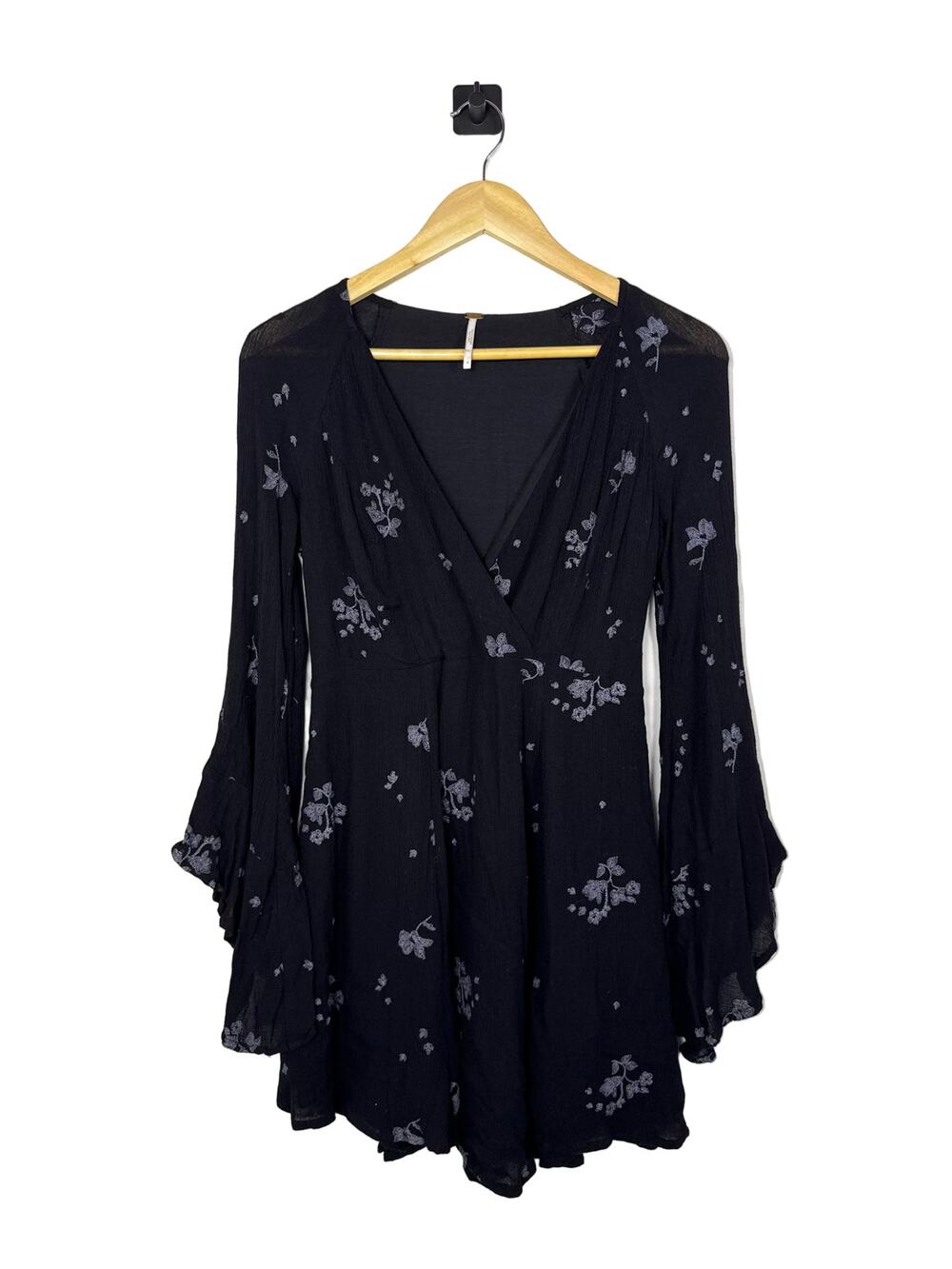 Free People Bell Sleeve Whimsigoth Dress | Dark Boho Mini Dress